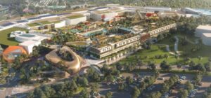 Luchtfoto op winkel- en vrijetijdscentrum Torremolinos Costa del Sol