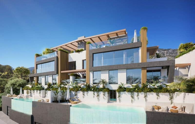 Zwembaden in Nieuwbouw Project in Benahavis in Spanje, gelegen aan de Costa del Sol-West