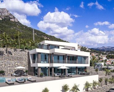 Vooraanzicht Nieuwbouw Luxe Villa Te koop in Calpe in Spanje, gelegen aan de Costa Blanca-Noord