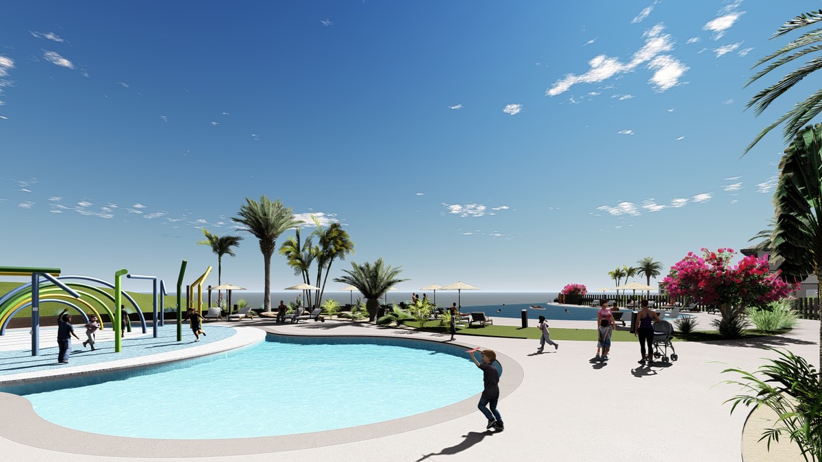 Gemeenschappelijk zwembad van Nieuwbouw Appartement Te koop in Manilva in Spanje, gelegen aan de Costa del Sol-West