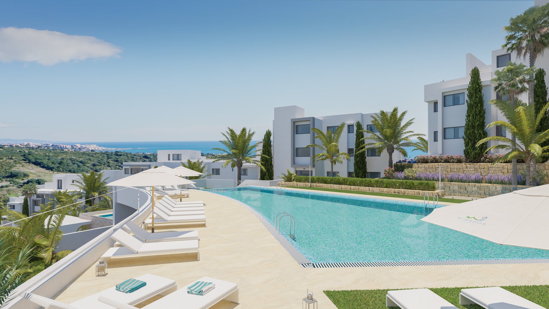 Zwembad van Nieuwbouw Project in Estepona in Spanje, gelegen aan de Costa del Sol-West