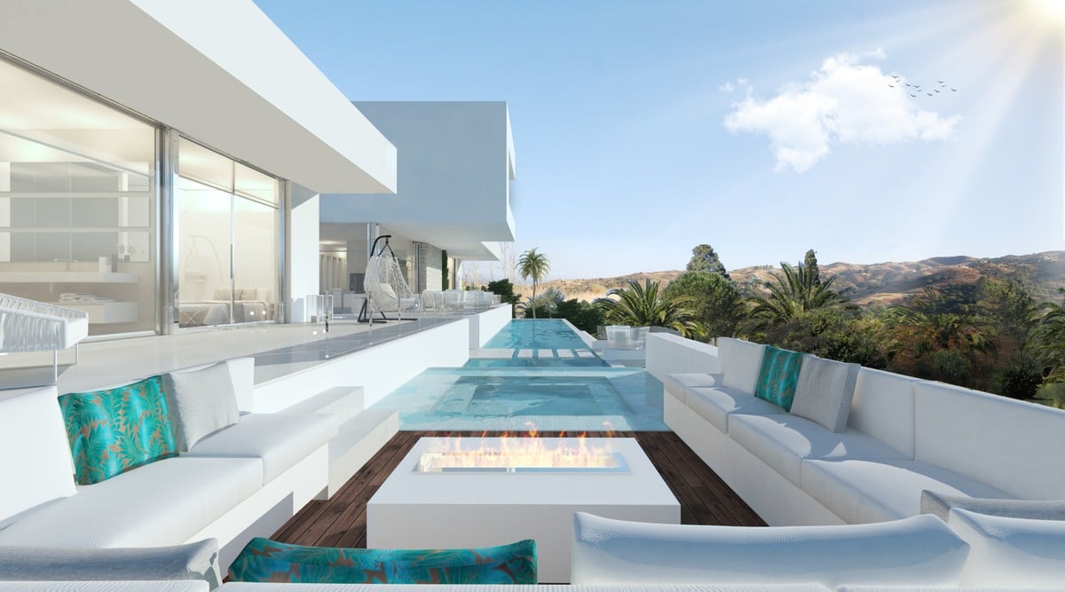 Terras met verzicht van Nieuwbouw Villa Te koop in Mijas in Spanje, gelegen aan de Costa del Sol-Centro