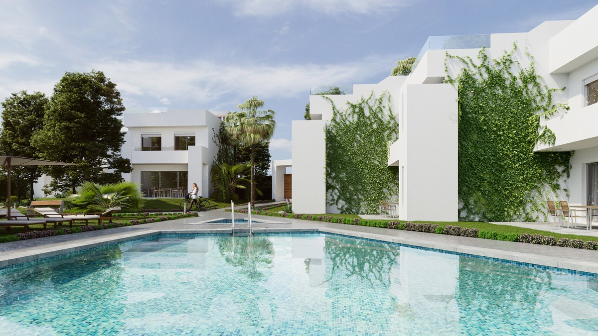 Gemeenschappelijk zwembad van Nieuwbouw Huis Te koop in Nueva Andalucia in Spanje, gelegen aan de Costa del Sol-West