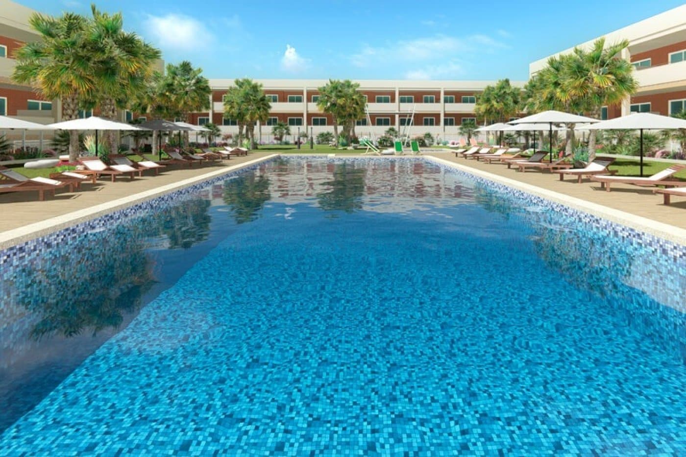 Gemeenschappelijk zwembad van Nieuwbouw Appartement Te koop in Santa Pola in Spanje, gelegen aan de Costa Blanca-Zuid
