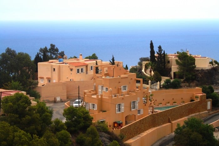 Luchtfoto van Villa Te koop in Mojacar in Spanje, gelegen aan de Costa de Almería