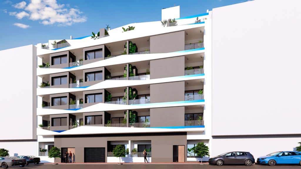 Vooraanzicht van gebouw met Nieuwbouw Appartement Te koop in Torrevieja in Spanje, gelegen aan de Costa Blanca-Zuid