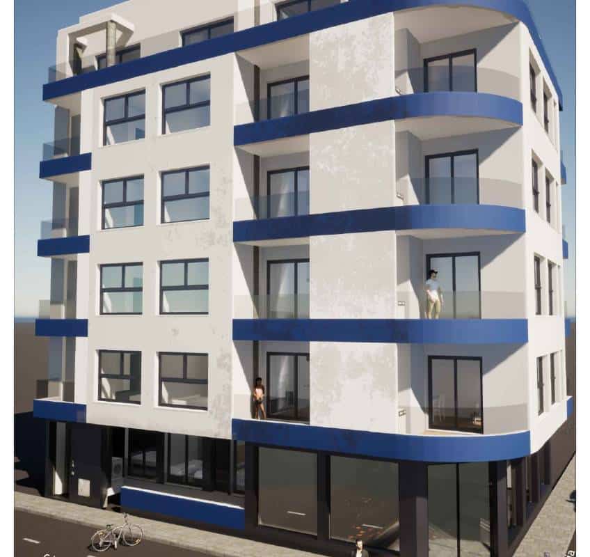 Vooraanzicht van gebouw met Nieuwbouw Appartementen Te koop in Torrevieja in Spanje, gelegen aan de Costa Blanca-Zuid