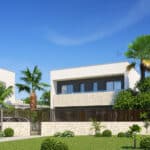 Vooraanzicht van nieuwbouw villa in Pilar De La Horadada in Spanje, gelegen aan de  Costa Blanca-Zuid