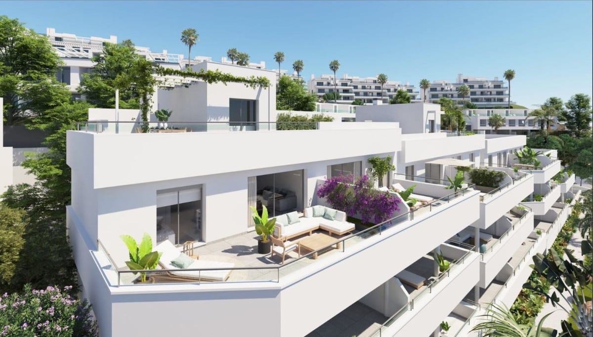Vooraanzicht van nieuwbouw appartementen in Estepona in Spanje, gelegen aan de  Costa del Sol-West