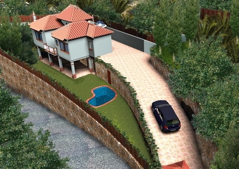 Luchtfoto van nieuwbouw villa in Almunecar in Spanje, gelegen aan de  Costa Tropical