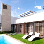 Terras en zwembad van nieuwbouw villa in Santa Rosalia in Spanje, gelegen aan de  Costa Cálida