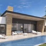 Zwembad en vooraanzicht van nieuwbouw villa in Ciudad Quesada in Spanje, gelegen aan de  Costa Blanca-Zuid