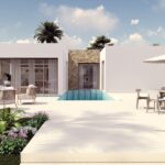 Vooraanzicht van nieuwbouw villa in Villamartin in Spanje, gelegen aan de  Costa Blanca-Zuid