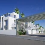 Vooraanzicht van nieuwbouw huis in Ciudad Quesada in Spanje, gelegen aan de  Costa Blanca-Zuid