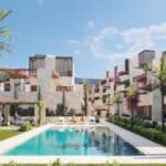 Gemeenschappelijk zwembad van nieuwbouw appartement in Estepona in Spanje, gelegen aan de  Costa del Sol-West