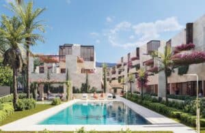 Gemeenschappelijk zwembad van in Estepona in Spanje, gelegen aan de  Costa del Sol-West
