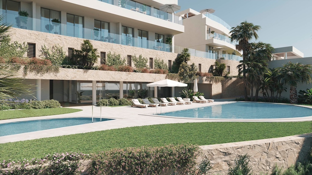 Gemeenschappelijk zwembad van in Fuengirola in Spanje, gelegen aan de  Costa del Sol-Centro
