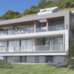 Vooraanzicht van nieuwbouw villa in Malaga in Spanje, gelegen aan de  Costa del Sol-Centro