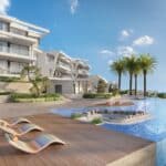 Gemeenschappelijk zwembad van nieuwbouw appartement in Casares (29690) in Spanje, gelegen aan de  Costa del Sol-West