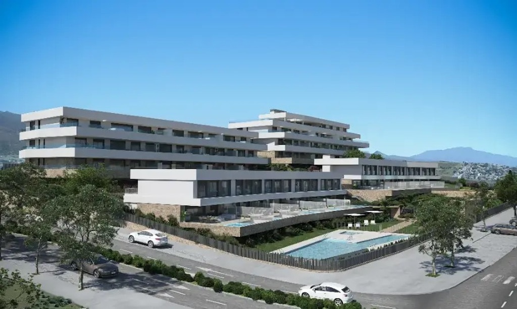 Vooraanzicht van nieuwbouw appartement in Estepona in Spanje, gelegen aan de  Costa del Sol-West