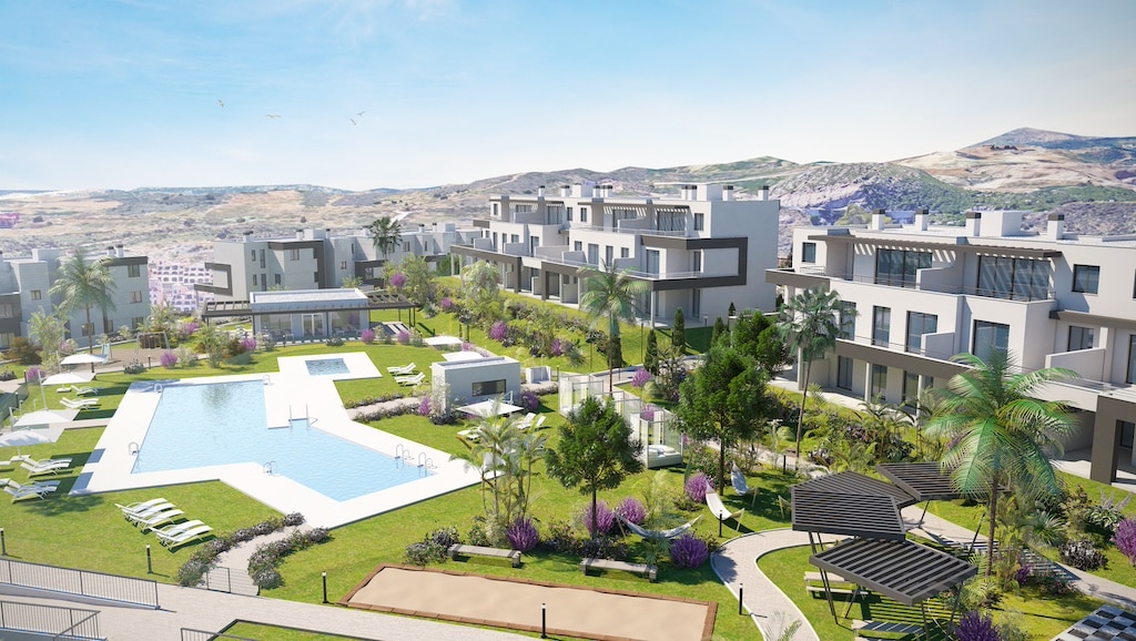 Luchtfoto van nieuwbouw appartement in Estepona in Spanje, gelegen aan de  Costa del Sol-West