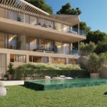 Gemeenschappelijk zwembad en vooraanzicht van nieuwbouw appartement in Fuengirola in Spanje, gelegen aan de  Costa del Sol-Centro