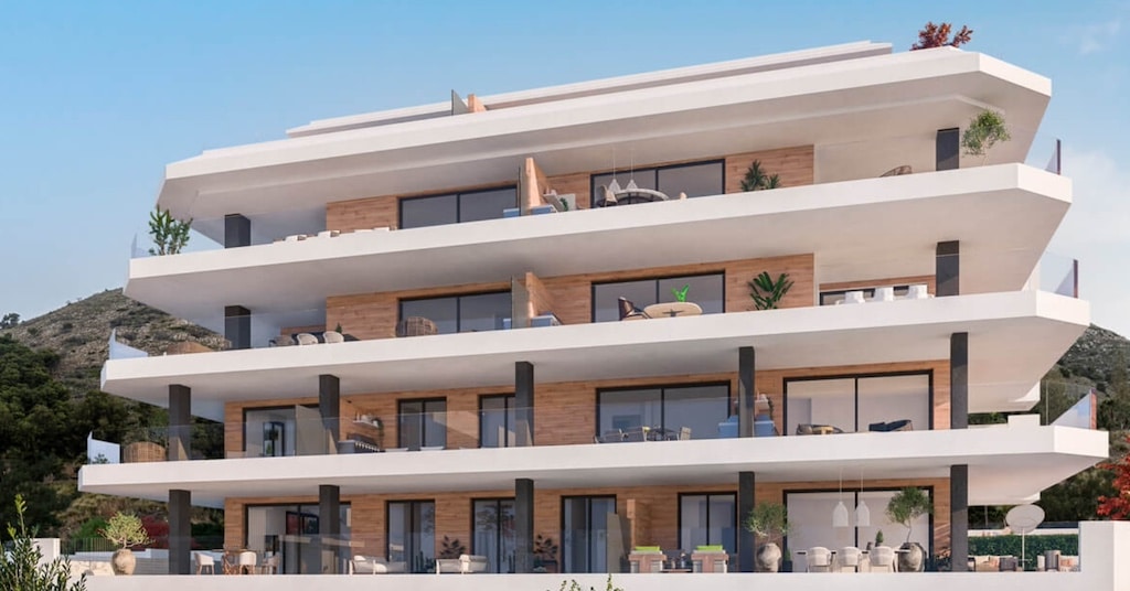 Vooraanzicht van nieuwbouw appartement in Fuengirola in Spanje, gelegen aan de  Costa del Sol-Centro