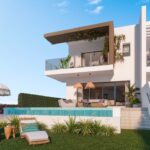 Vooraanzicht van nieuwbouw villa in La Cala De Mijas in Spanje, gelegen aan de  Costa del Sol-Centro