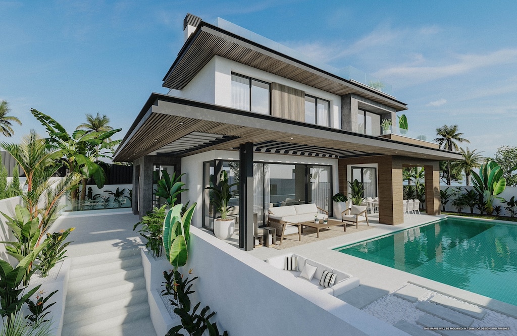 Zwembad en vooraanzicht van in La Cala De Mijas in Spanje, gelegen aan de  Costa del Sol-Centro