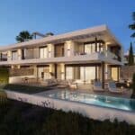 Vooraanzicht van nieuwbouw huis in Marbella in Spanje, gelegen aan de  Costa del Sol-West
