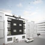 Vooraanzicht van nieuwbouw appartement in Mijas Costa in Spanje, gelegen aan de  Costa del Sol-Centro