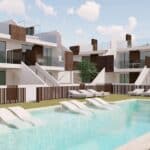 Gemeenschappelijk zwembad van nieuwbouw appartement in Pilar De La Horadada in Spanje, gelegen aan de  Costa Blanca-Zuid