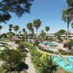 Gemeenschappelijke tuin van nieuwbouw appartement in San Roque in Spanje, gelegen aan de  Costa del Sol-West
