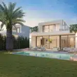 Vooraanzicht van nieuwbouw villa in Vera in Spanje, gelegen aan de  Costa de Almería
