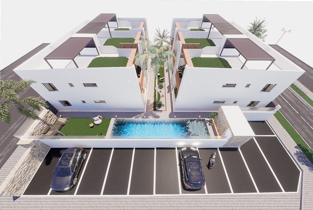 Vooraanzicht van nieuwbouw appartement in San Pedro Del Pinatar in Spanje, gelegen aan de  Costa Cálida