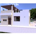 Vooraanzicht van nieuwbouw villa in Vera Playa in Spanje, gelegen aan de  Costa de Almería