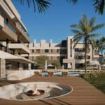 Gemeenschappelijke tuin van nieuwbouw appartement in La Cala De Mijas in Spanje, gelegen aan de  Costa del Sol-Centro
