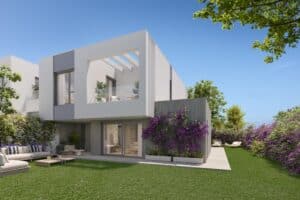 Nieuwbouw Project in Marbella in Spanje, gelegen aan de Costa del Sol-West Tuin en vooraanzicht van in Marbella in Spanje, gelegen aan de Costa del Sol-West