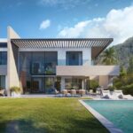 Zwembad en vooraanzicht van nieuwbouw appartement in Mijas Costa in Spanje, gelegen aan de  Costa del Sol-Centro