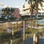 Gemeenschappelijke tuin van nieuwbouw appartement in Santa Pola in Spanje, gelegen aan de  Costa Blanca-Zuid
