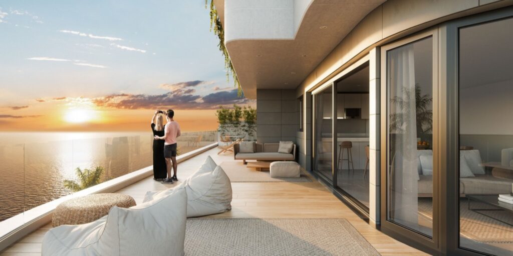 Zeezicht van nieuwbouw appartement in Aguilas in Spanje, gelegen aan de  Costa Cálida