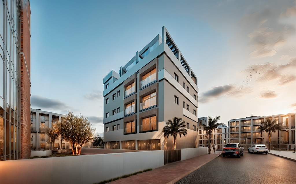 Vooraanzicht van nieuwbouw appartement in San Pedro Del Pinatar in Spanje, gelegen aan de  Costa Cálida