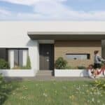 Vooraanzicht van nieuwbouw villa in Torrevieja in Spanje, gelegen aan de  Costa Blanca-Zuid