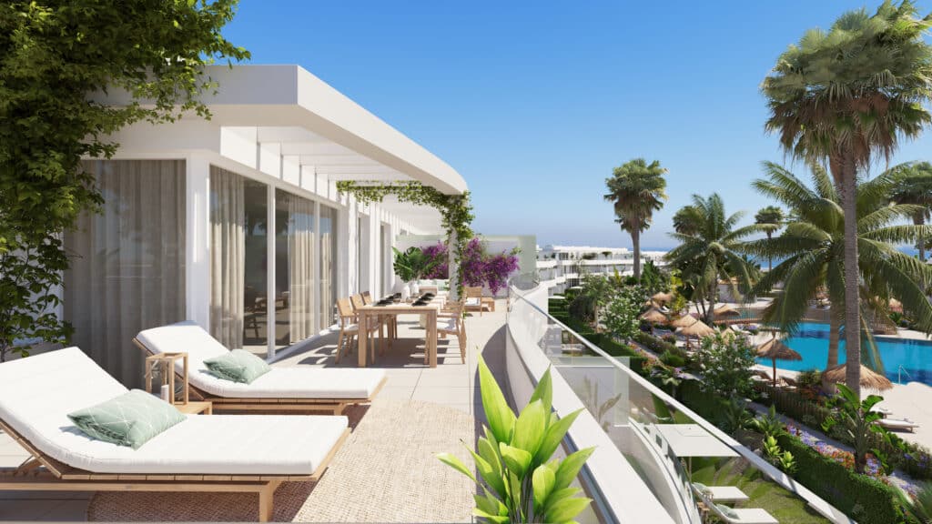 Terras van in Cadiz in Spanje, gelegen aan de  Costa de la Luz
