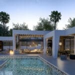 Terras en zwembad van nieuwbouw villa in Nueva Andalucia in Spanje, gelegen aan de  Costa del Sol-West