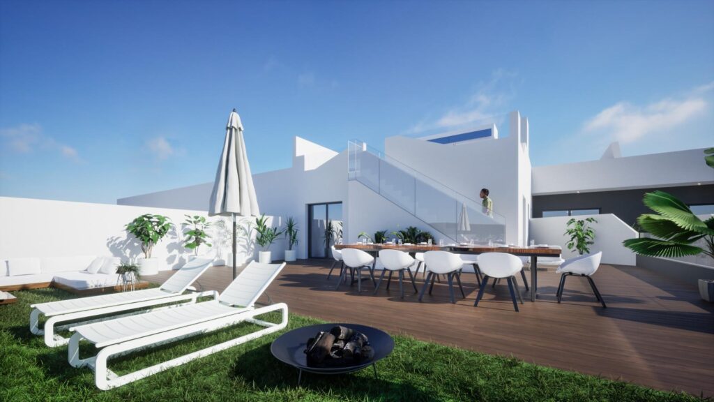 Terras van nieuwbouw appartement in Benijofar in Spanje, gelegen aan de  Costa Blanca-Zuid