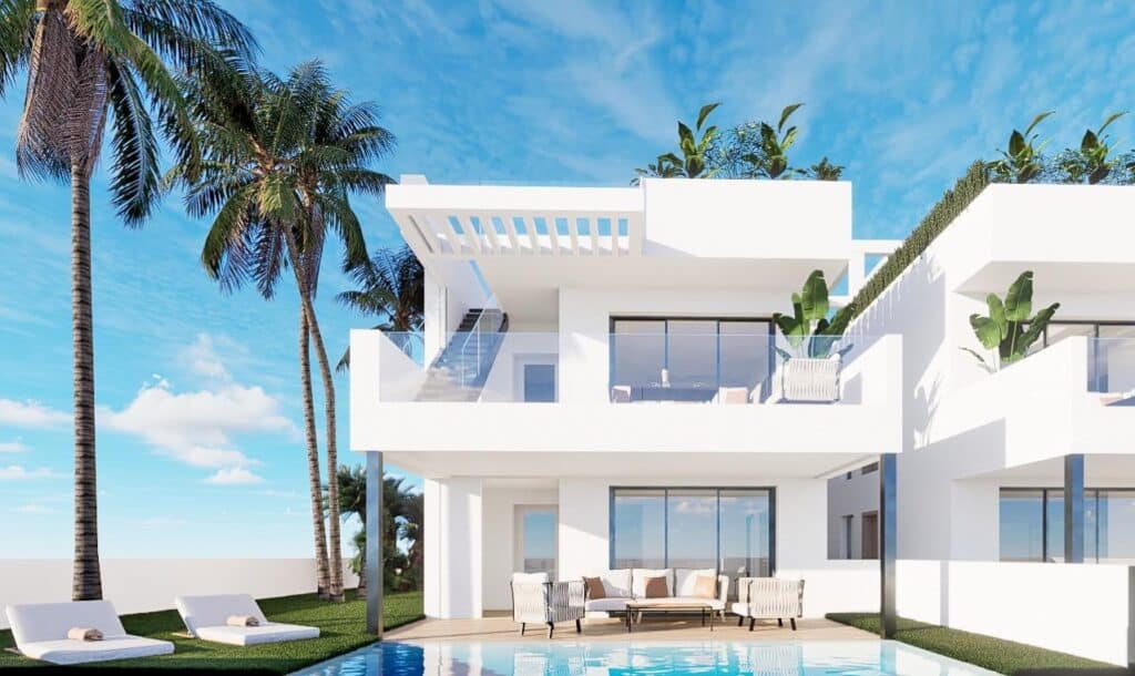 Vooraanzicht van nieuwbouw appartement in Finestrat in Spanje, gelegen aan de  Costa Blanca-Noord
