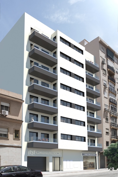 Vooraanzicht van nieuwbouw appartement in Malaga in Spanje, gelegen aan de  Costa del Sol-Centro