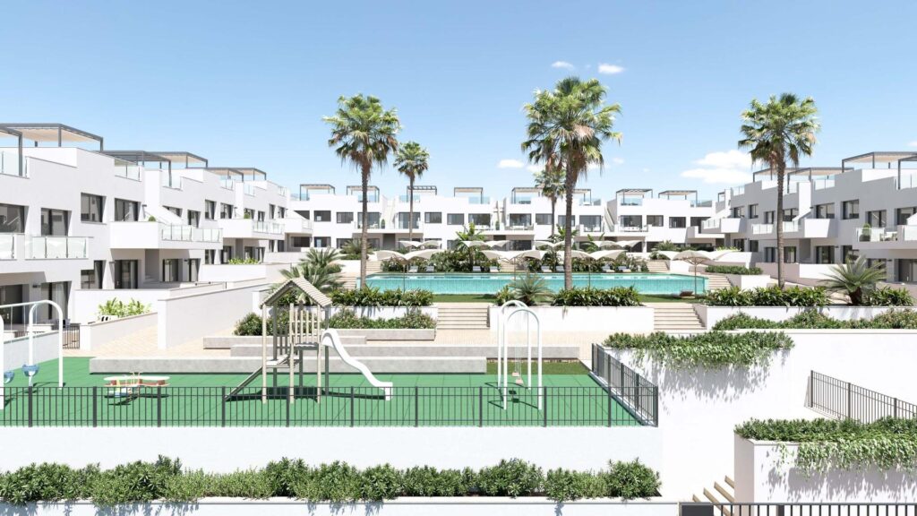 Gemeenschappelijke tuin van in Torrevieja in Spanje, gelegen aan de  Costa Blanca-Zuid