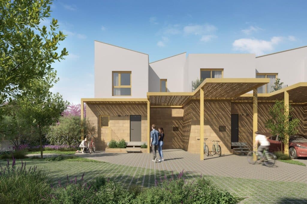 Vooraanzicht van nieuwbouw huis in El Verger in Spanje, gelegen aan de  Costa Blanca-Noord